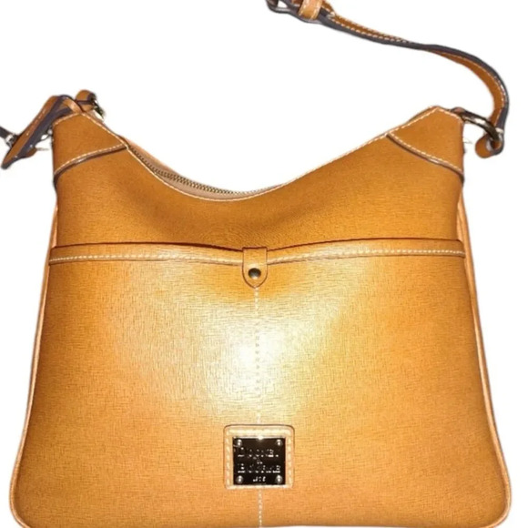 Dooney & Bourke Handbags - Dooney & Bourke Elegant Tan Leather Shoulder Bag with Adjustable Strap